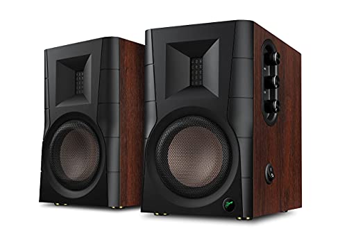 Swans SpeakerS D200 Powered Bookshelf Speaker- 2.0 Active Speaker for TV, Turntable and PC- Desktop and Stand Mode Switch- Isodynamic Ribbon Tweeter- Supporting Bluetooth/Optical/Coaxial/Balance/Line