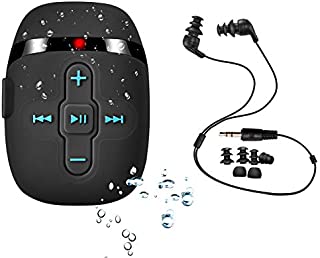 SEWOBYE Waterproof MP3 Player for Swimming and Running,Underwater Headphones with Short Cord, Shuffle Feature