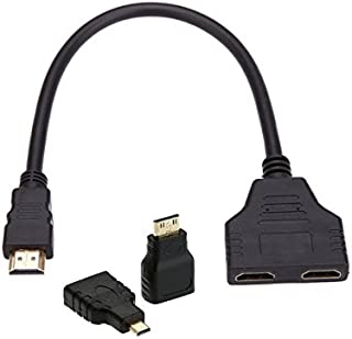 CY HDMI to Dual HDMI Female Y Splitter Switch Extension Adapter Cable with Micro & Mini HDMI Adapter