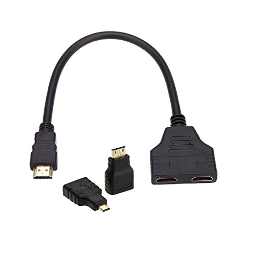 CY HDMI to Dual HDMI Female Y Splitter Switch Extension Adapter Cable with Micro & Mini HDMI Adapter