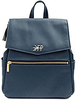 Freshly Picked - Convertible Mini Classic Diaper Bag Backpack - Large Internal Storage 8 Pockets Wipeable Vegan Leather - Navy Blue