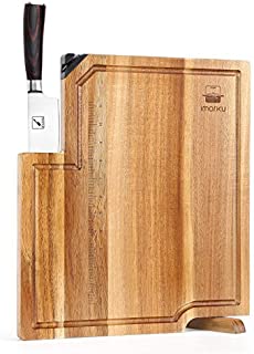 Cutting Board, imarku Chopping Board with Chef Knife Built-in Knife Sharpener, Kitchen Board with Bracket for Upright to Dry, High-end Kitchenware, Excellent Choice for Gifts.