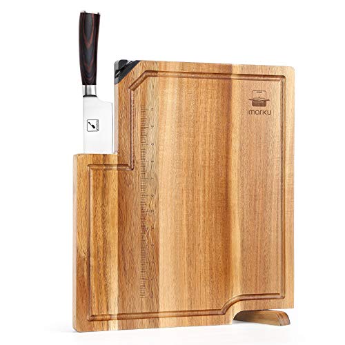 Cutting Board, imarku Chopping Board with Chef Knife Built-in Knife Sharpener, Kitchen Board with Bracket for Upright to Dry, High-end Kitchenware, Excellent Choice for Gifts.