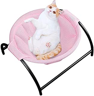 Naivedream Summer Mesh Cat Hammock Bed Breathable for Kittens Kitties Pups Small Pets,Detachable Cover,Stable Iron Frames, Easy to Clean Machine Washable, Keep Pets Away from Moisture & Skin Diseases