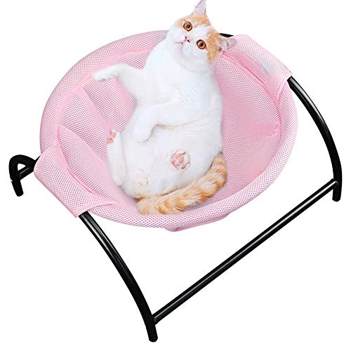 Naivedream Summer Mesh Cat Hammock Bed Breathable for Kittens Kitties Pups Small Pets,Detachable Cover,Stable Iron Frames, Easy to Clean Machine Washable, Keep Pets Away from Moisture & Skin Diseases