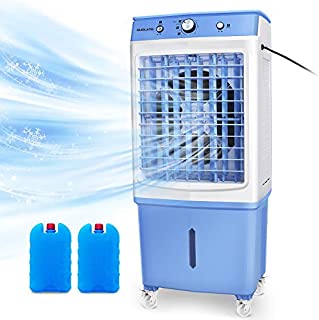 DUOLANG Portable Evaporative Cooler Energy-Saving for Indoor and Outdoor, Quiet Electric Air Cooler,w/Filter, 4 Wheels, 2647 CFM,Cools 538 Square Feet-12 Gallon Water Tank,White/Blue