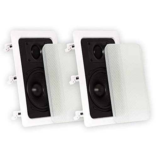 Theater Solutions TS50W in Wall Speakers Surround Sound Home Theater Pair, White, 5.25-Inch (Renewed)