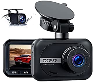 Dash Cam Front and Rear, TOGUARD Dual Dash Cam 1080P Front Car Camera W/720P Waterproof Rear Camera Parking Mode, 2.45