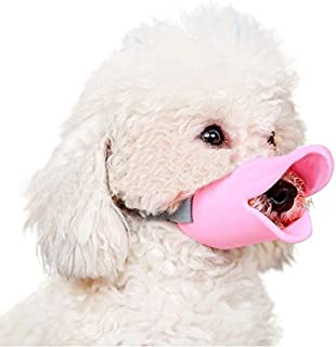 NACOCO Anti Bite Duck Mouth Shape Dog Mouth Covers Anti-Called Muzzle Masks Pet Mouth Set Bite-Proof Silicone Material (Pink, S)
