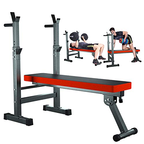 Weight Bench With Adjustable Barbell Rack, Multi-functional Fitness Equipment , Folding Bench Press For Home Strength Training, Full Body Workout