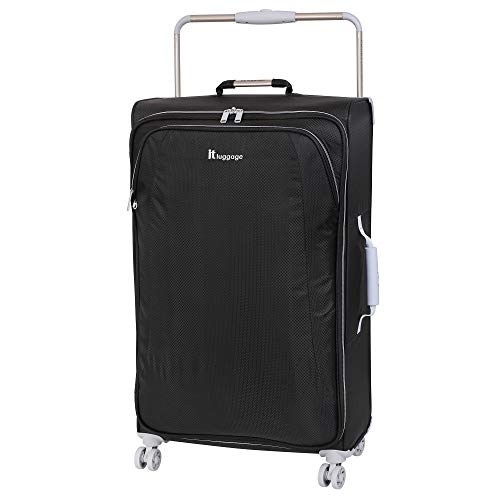 it luggage World's Lightest New York Softside 8 Wheel Spinner, Raven With Vapor Blue Trim, Checked-X-Large 32-Inch