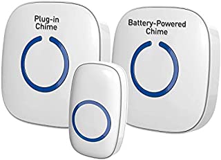 Wireless Doorbell for Home - SadoTech Waterproof Doorbell & Chimes Wireless Kit - At Over 1000-feet Range with 52 USA Doorbell Chime, 4 Levels Adjustable Volume and LED Flash Model CXRi (White)