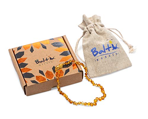 Baltic Wonder Baltic Amber Necklace (Baroque Honey) Unisex - 100% Certified Authentic Baltic.