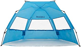 Leedor Beach Tent Sun Shelter Instant Beach Umbrella Easy Cabana with UPF 50+ UV Portable Windproof Pop Up Shade for 3 to 4 Person for Family Patent Pending