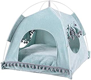 shenjin Detachable Pet Bed with Cushion Dog Cages Summer Indoor for Small Medium Dog Puppy Pet Kennel Cat Sleeping House Pet Tent Kitten House(Green M)