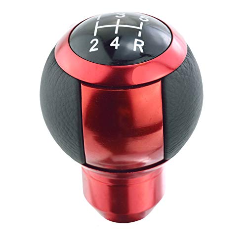 Abfer Car Stick Shift Knob Globe Shape 5 Speed Shifter Knob Replacement for Most Manual Vehicles (Red)