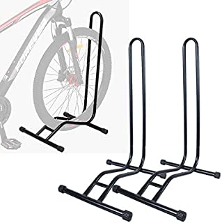 H&ZT 2Pcs Bike Floor Parking Stands, Holds 1-2 Bikes, Mountain and Road Bike Bicycle Storage Stands for Indoor Outdoor Nook Garage Storage