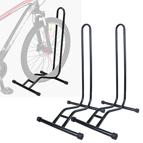 H&ZT 2Pcs Bike Floor Parking Stands, Holds 1-2 Bikes, Mountain and Road Bike Bicycle Storage Stands for Indoor Outdoor Nook Garage Storage