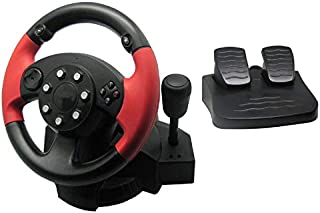 Fking PC Racing Wheel with Pedals, Dual-Motor Vibration Driving Force Simulator, Universal USB Car Race Steering Wheel Gaming Controller for PC/PS3/PS4/XBOX ONE/XBOX 360/NIntendo Switch/Android