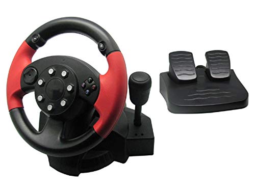 Fking PC Racing Wheel with Pedals, Dual-Motor Vibration Driving Force Simulator, Universal USB Car Race Steering Wheel Gaming Controller for PC/PS3/PS4/XBOX ONE/XBOX 360/NIntendo Switch/Android