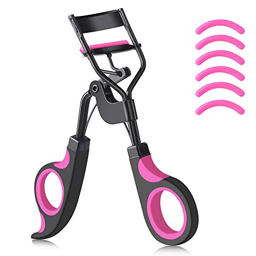 IYOCHO Painless metal eyelash curler with 6 replaceable silicone pads, Fits All Eye Shapes Get The Perfect Curl in 3 Seconds