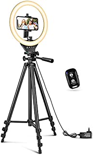 10'' Ring Light with 50'' Extendable Tripod Stand, Sensyne LED Circle Lights with Phone Holder for Live Stream/Makeup/YouTube Video/TikTok, Compatible with All Phones.