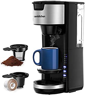 Singles Serve Coffee Makers For K Cup Pod & Coffee Ground, Mini 2 In 1 Coffee Maker Machines 30 Oz Reservoir Brew Strength Control Small Coffee Brewer Machine for office Home Kitchen- Black