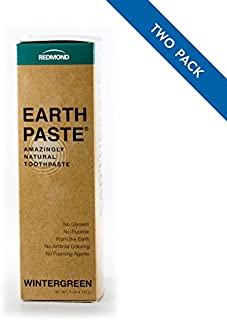 REDMOND - Earthpaste All Natural Non-Fluoride Vegan Organic Non GMO Real Ingredients Toothpaste, Wintergreen, 4 Ounce Tube (2 Pack)