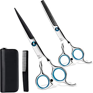 Hair Scissors Professional Hair Cutting Scissors Shears Set Hairdressing Scissors Barber Shear for Barber Salon Thinning Scissors Stainless Steel Scissors with Haircut Comb Hair Cutting Shears