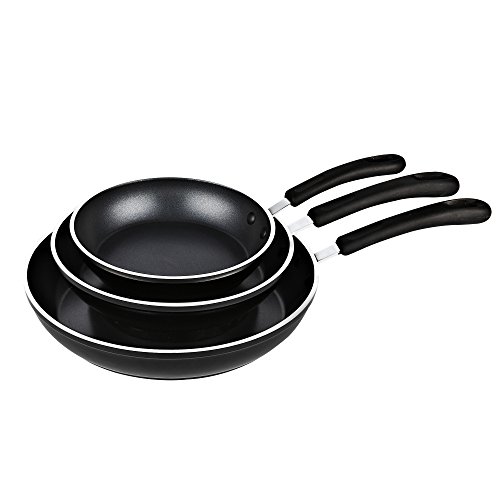 Cook N Home Nonstick, 10,12 inch 3 Piece Frying Saute Pan Set with Non-Stick Coating Induction Compatible Bottom, 8