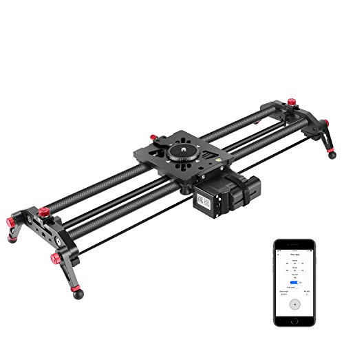 Neewer Motorized Camera Slider, 39.3-inch APP Control Carbon Fiber Track Dolly Rail with Mute Motor/Time Lapse Video Shot/Follow Focus Shot/120 Degree Panoramic Shot for DSLRs, Load up to 22 lbs