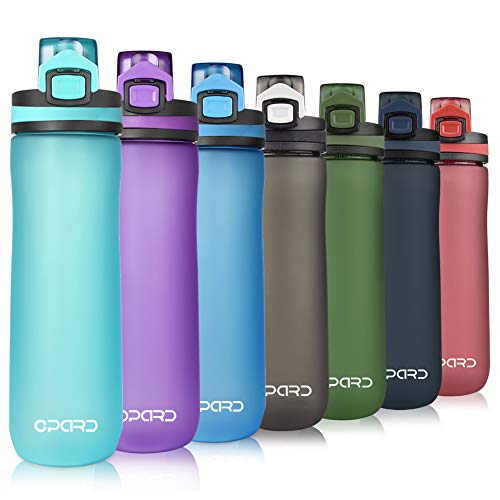 Opard Sports Water Bottle, 20 Oz BPA Free Non-Toxic Tritan Plastic Water Bottle with Leak Proof Flip Top Lid for Gym Yoga Fitness Camping (Cyan)