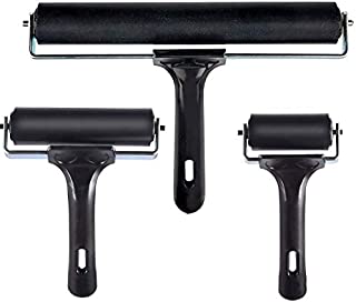 3 Pack Printmaking Brayers - Premium Brayer Rollers for Crafting, Hard Rubber Roller Brayers, Vinyl Roller Ink Paint Brush for Wallpapers Stamping Gluing Application (2.4, 4, 7.9) (Black)