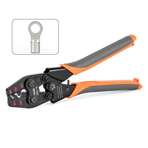 IWISS Ratchet Electrical Crimping Tool for Non Insulated Butt Connectors, Butt Splice Wire Connectors from AWG 22-6