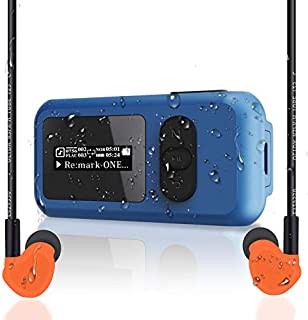 16GB Waterproof IP68 Swimming MP3 Player with Screen, Rotatable Clip,USB Port, More Than 10 Hours Playback, withstands Submersion to 3M,Support FM Radio and Pedometer Function