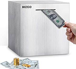 hizgo Adult Piggy Bank Stainless Steel Safe Money Banks for Kids Savings Real Money Box Coin Jar ( 5.9