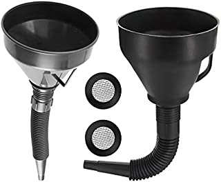 2pcs Funnel for Car,Plastic Large Funnels Wide Mouth with Strainer,Oil Funnel Automotive Flexible with Hose for Cars and Motorcycles, Engine Oil, Liquid, Diesel, Kerosene and Gasoline