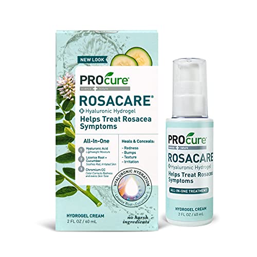 ProCure Rosacare Gel, 2 oz, Medicated Skincare Treats Redness; Hyalurnoic Acid, Redness reducing Licorice & Instant Redness Reduction CC Cream. Suitable for Rosacea Sufferers