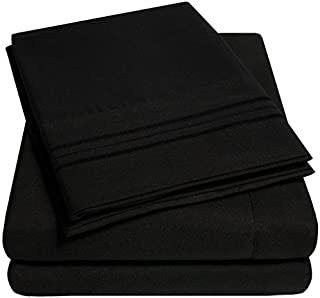 1500 Supreme Collection Bed Sheet Set - Extra Soft, Elastic Corner Straps, Deep Pockets, Wrinkle & Fade Resistant Hypoallergenic Sheets Set, Luxury Hotel Bedding, California King, Black