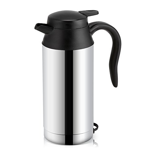 Fdit Portable Car Electric Kettle Travel Car Cigarette Lighter DC12V/24V Hot Water Kettle Fast Boiling for Tea Coffee Auto Shut Off (750ml)