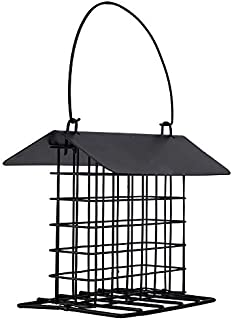 winemana Outdoor Wild Bird Feeder, Black Small Hanging with Metal, Rainproof Squirrel-Proof, Single Suet Cake Style for Outside Office