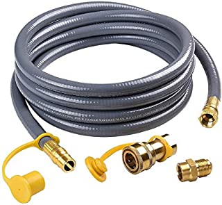 SHIENSTAR Flexible 12FT 1/2 ID Natural Gas Hose Conversion Kit for Gas Grill, Griddle, Smoker, Fire Pit, Pizza Oven, Generator, Outdoor Heater and More NG Appliance