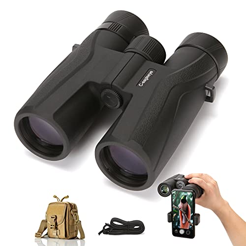 10x42 Binoculars for Adults/HD Binoculars for Hunting Bird Watching Travel Sports and Stargazing/Fog and Waterproof Binoculars/with 23mm Big Eyepiece BAK4 FMC Lens Gift Box+ Adapter+2 Outdoor Bags