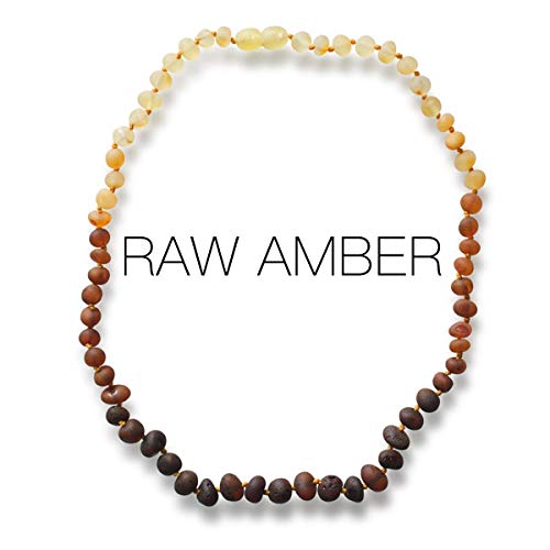 Meraki Baltic Amber Necklace - Raw Unpolished Baroque Baltic Amber Necklace | Certified Genuine Baltic Amber Necklace | Rainbow Color (12.5 Inches)
