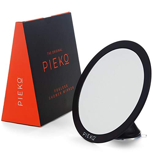 PIEKO Fogless Shower Mirror for Shaving - Fog Free, Shatterproof, Strong Twist Lock Suction Cup, Flexible Swivel Head, Matte Black