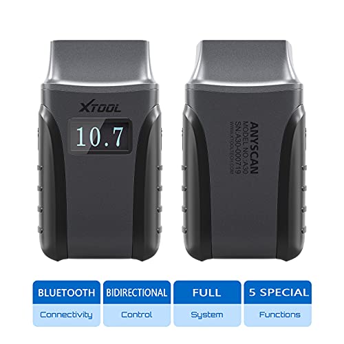 XTOOL Anyscan A30 Bluetooth OBD2 Scanner for iOS & Android, Bidirectional Scan Tool with Full Systems Diagnosis, Oil Reset, EPB, SAS, DPF, Throttle Reset & Flashlight Mode