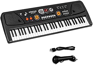 M SANMERSEN Piano for Kids with Microphone, Kids Piano Keyboard for Beginners Portable Electronic Keyboard with MP3 Function/ Led Display 61 Keys Musical Piano Toys for Boys Girls Ages 3-12