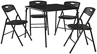 COSCO 5-Piece Folding Table and Chair Set, Black