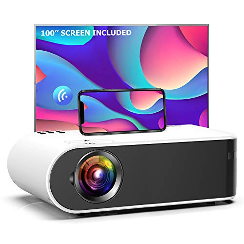 Mini Projector, GooDee W18 WiFi Movie Projector with Synchronize Smartphone Screen with 1080P Support and 200 Video Projector Support TV Stick, HDMI, VGA, USB, Laptop, PS4, and iOS/Android Phone