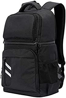 Large Insulated Picnic Lunch Backpack, Waterproof Dual Shoulders Rucksack, 30L Large Capacity Knapsack, Leak-Proof Cool Bag Backpack for Camping Hiking Lunch Picnic Work, Gray, Black